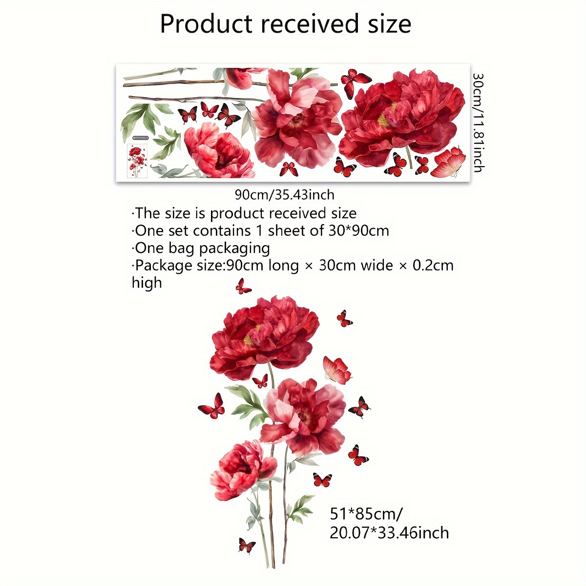 Image of A Red Floral Toilet Sticker For Bathroom And Vanity Wall Decoration, Model Ms1714-yy