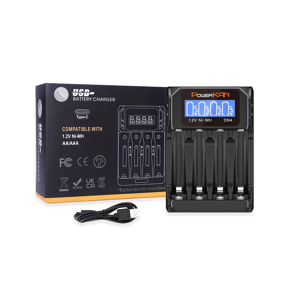 E-shop (.) Powerkan 1.2V AA AAA Ni-MH Akku LCD Ladegerät, Elektronisches Akkuladegerät, Gesundes Familien-Essential, Haushalts-Akkuladegerät, Kann 4 AA