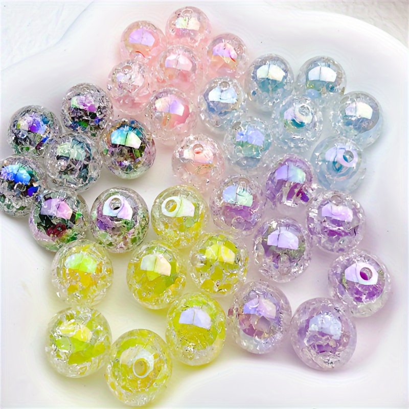 

20-piece Vibrant 16mm Acrylic Beads - Crackle Finish, Perfect For Diy Phone Charms & Keychains Bead Charms For Bracelets Acrylic Jewelry Charms