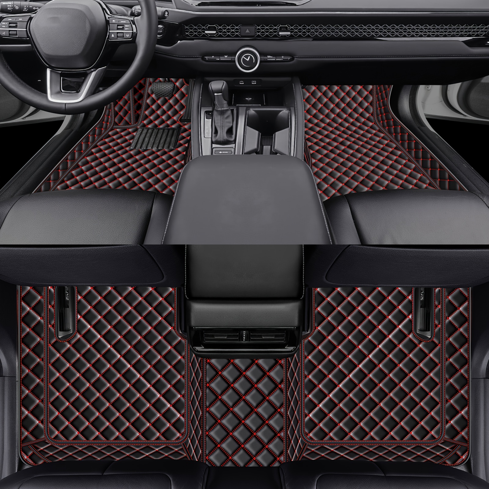 TEMU Car Floor Mats For Vw Left-hand Drive Interior, Full Surround Car Floor Mats, Pu Leather Floor Mats, Vehicle Interior Decoration, Car Floor Mats