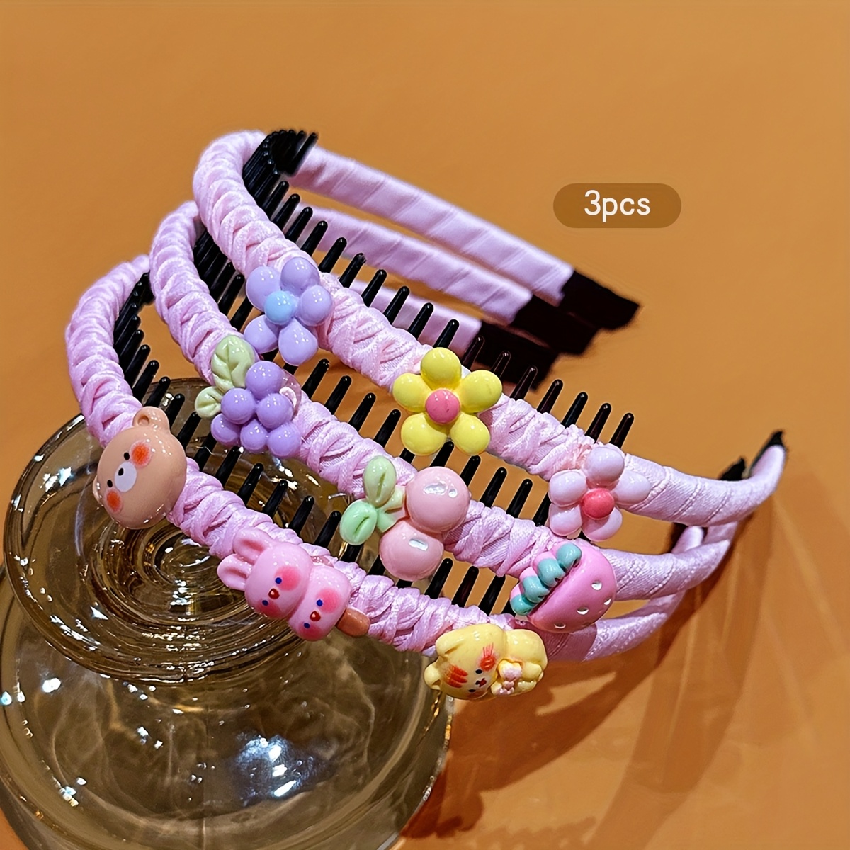 3 Colorful Fruit Random Headband With Teeth Non-slip Hair Additions Suitable For Daily Use