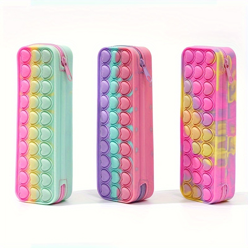 

Silicone Pop Fidget Pencil Case - Relax Bubble Pen Bag For , Love