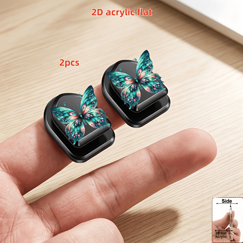 TEMU 2d Flat, 2pcs Universal Car Hook, Glazed Pattern, Multifunctional Adhesive Car Storage Hook, For Hanging Keys, Usb Cables, Dashboard Strong