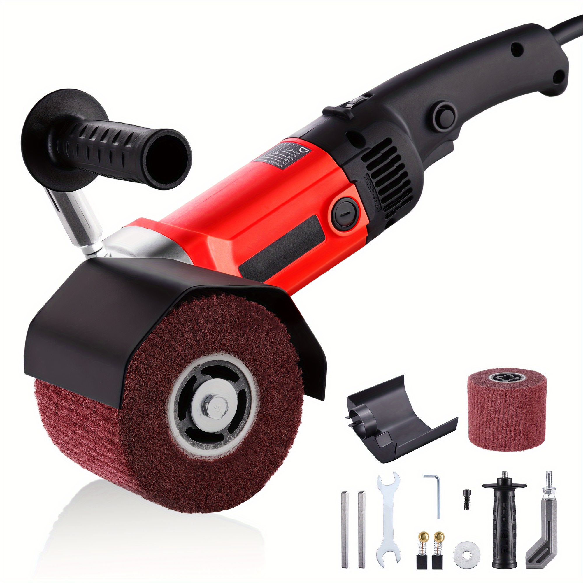 

1400w Burnishing Polishing Machine, 110v Handheld Electric Sander Polisher Kit, 500-3000rmp Stainless Steel Polisher With 6 Adjustable, 1/2/3 Wheels For For Metal, Stainless Steel, Plastic, Wood