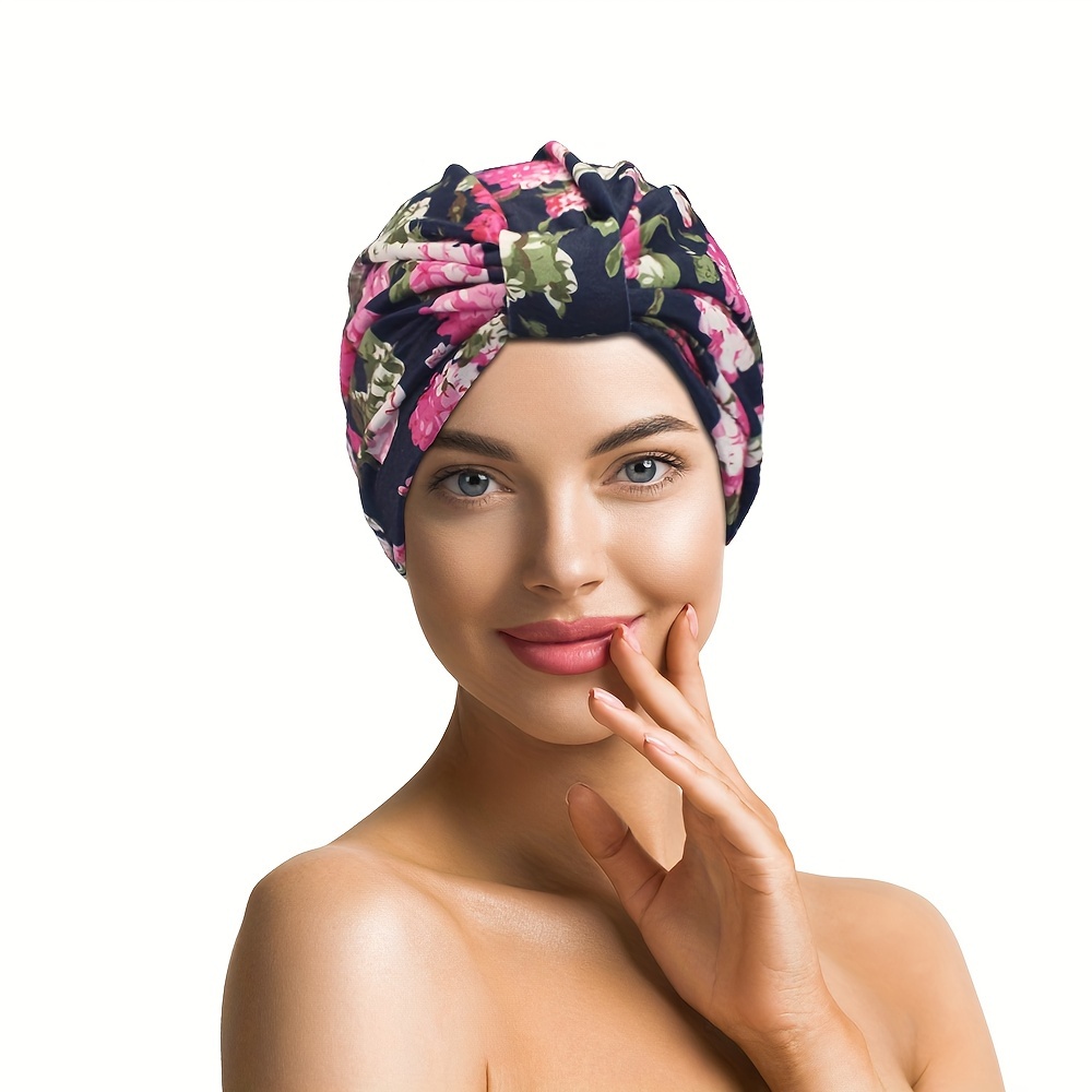 

Women's Summer Floral Print Turban Hat, Soft Comfortable Pre Tied Chemo Hat, Lightweight Breathable Headwear