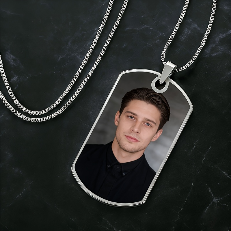 TEMU Custom Personalized Photo Necklace Personalized Portrait Necklace 18k Gold Plated 304l 304l 304l 304l 304l Stainless Steel Material Customizable