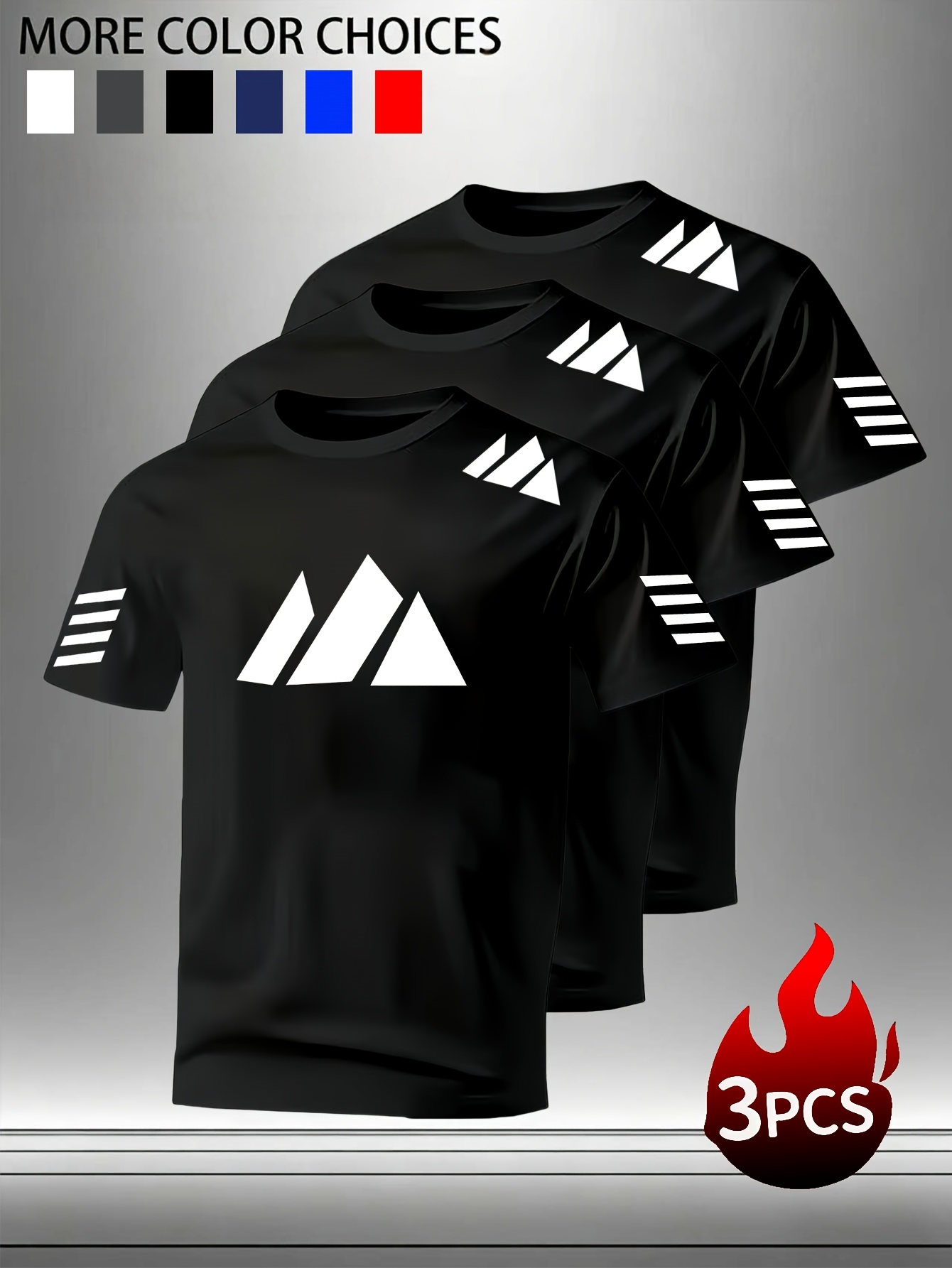 ensemble de t-shirts à manches courtes pour hommes 3 , ensemble de t-shirts dété pour hommes, ensemble à manches courtes respirant à séchage rapide 3 , convient pour le fitness et  , vêtements de fitness, tissu respirant, vêtements décontractés, construction durable 0