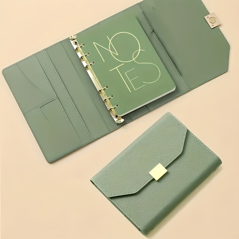 TEMU A6 Three-fold Notebook Loose-leaf Notebook (without Pen), Fashionable With Magnetic Closure Button, Suitable For Office, School Or Daily Use.