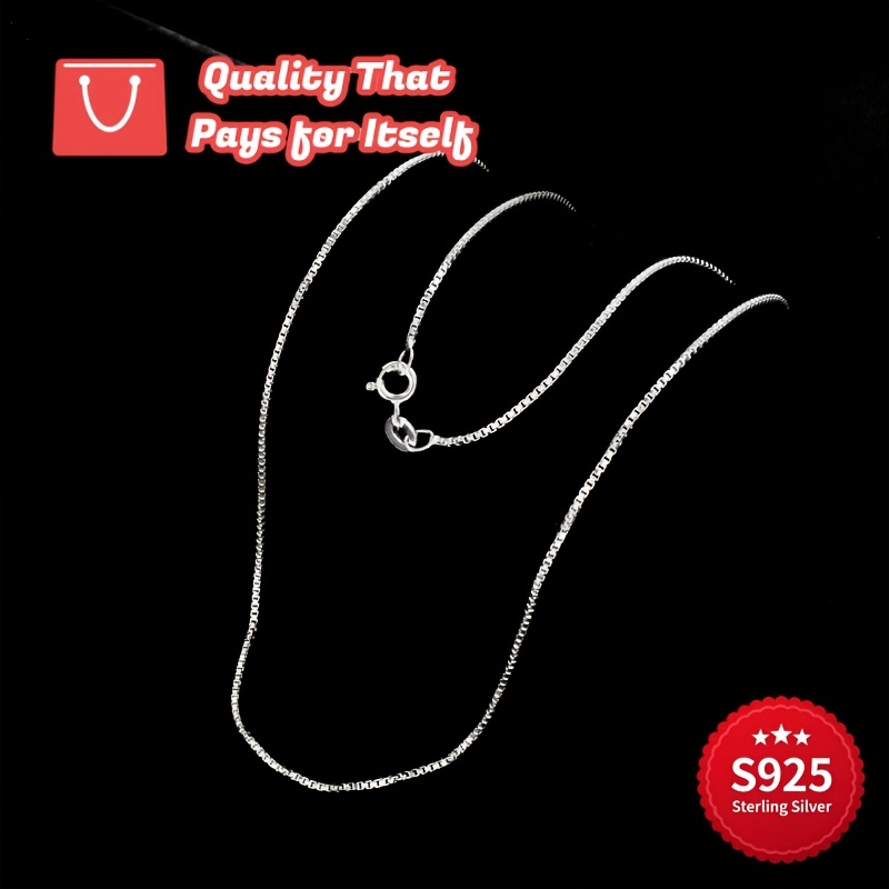 Women's 925 Silver Square Geometric Necklace, Minimalist Style