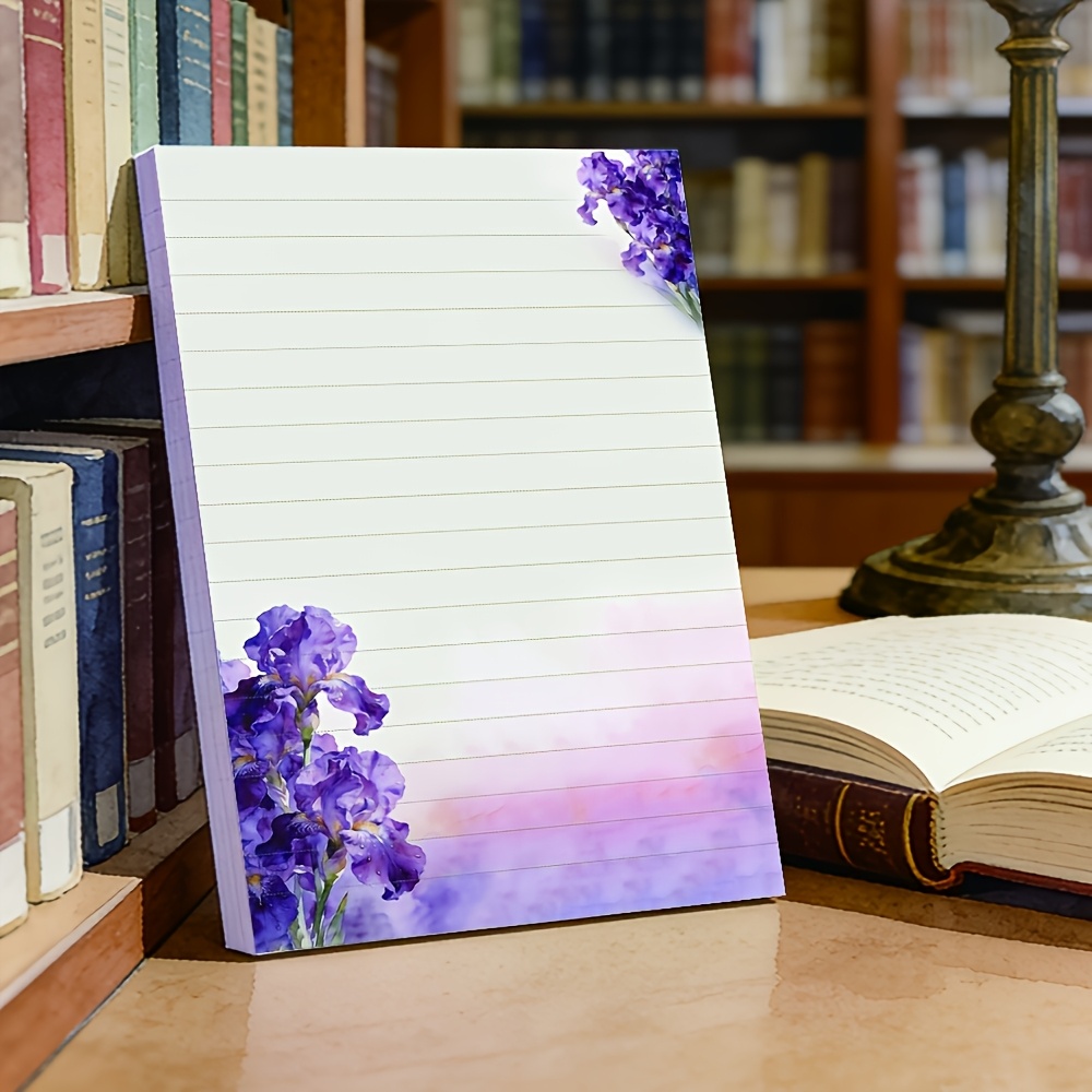 TEMU 1 Pack (50 Sheets) Pad, Pocket Notebook, Watercolor Floral Notepad, Lined Writing Notepad, Small Size Notepad, Stationery, Stylish Notepad,