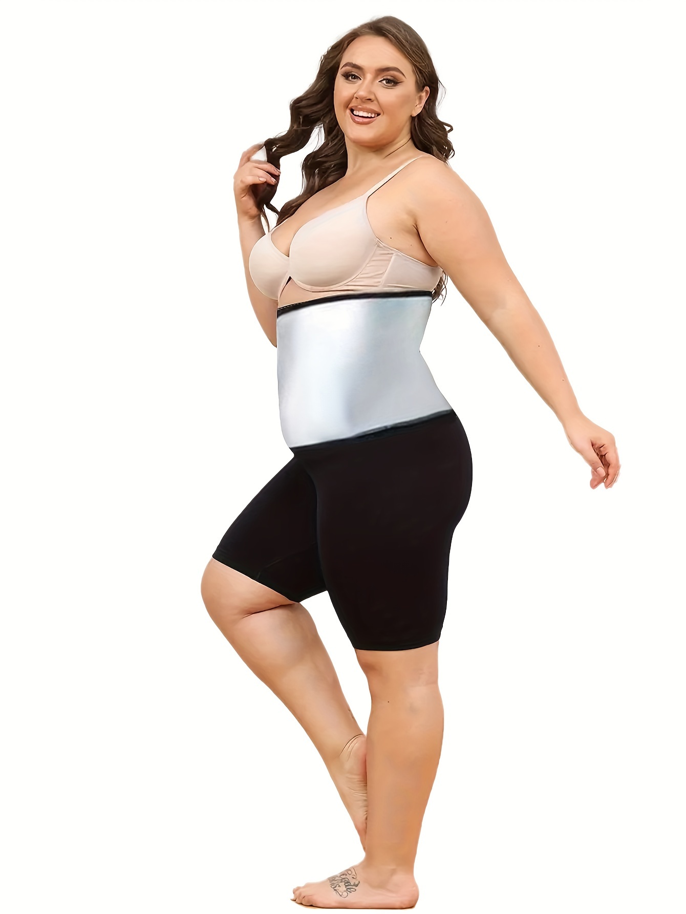 Women's Plus Size High-Stretch Yoga & Fitness Shorts - Breathable, Semi-Sheer Activewear for Hiking & Outdoor Activities