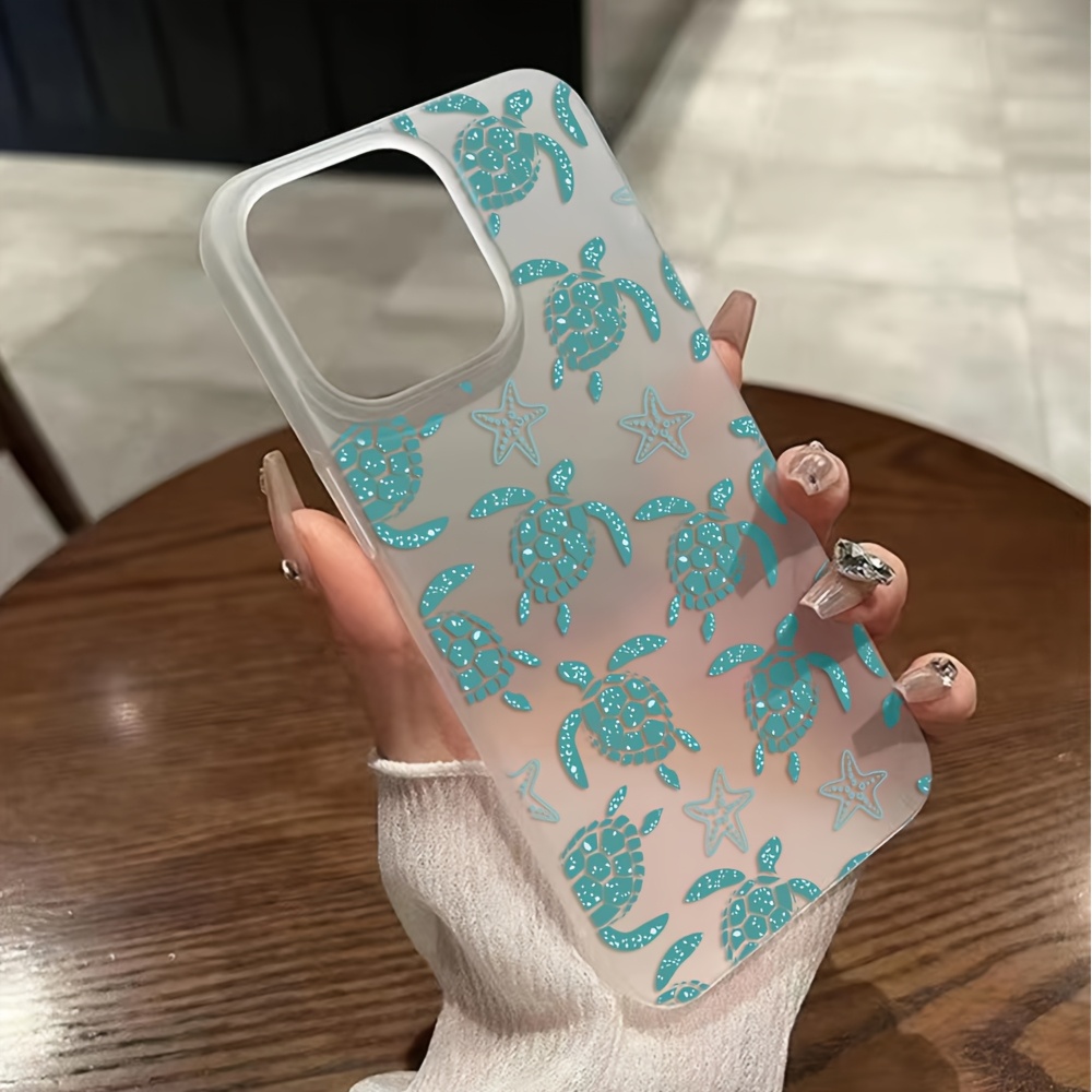 TEMU Кейс за Мобилен Телефон с Карикатура на Плуваща Зелена Костенурка за iPhone 16 15 14 11 Pro XR XS X 7 8 Plus, Мек TPU Матов Гръб