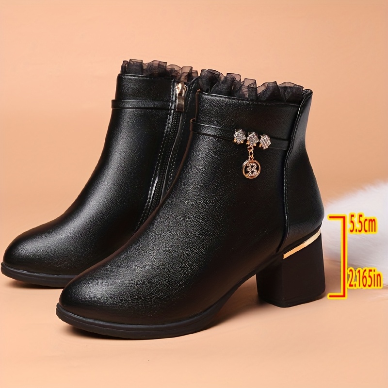 Lace-Trimmed Ankle Boots for Women with Pointed-Toe