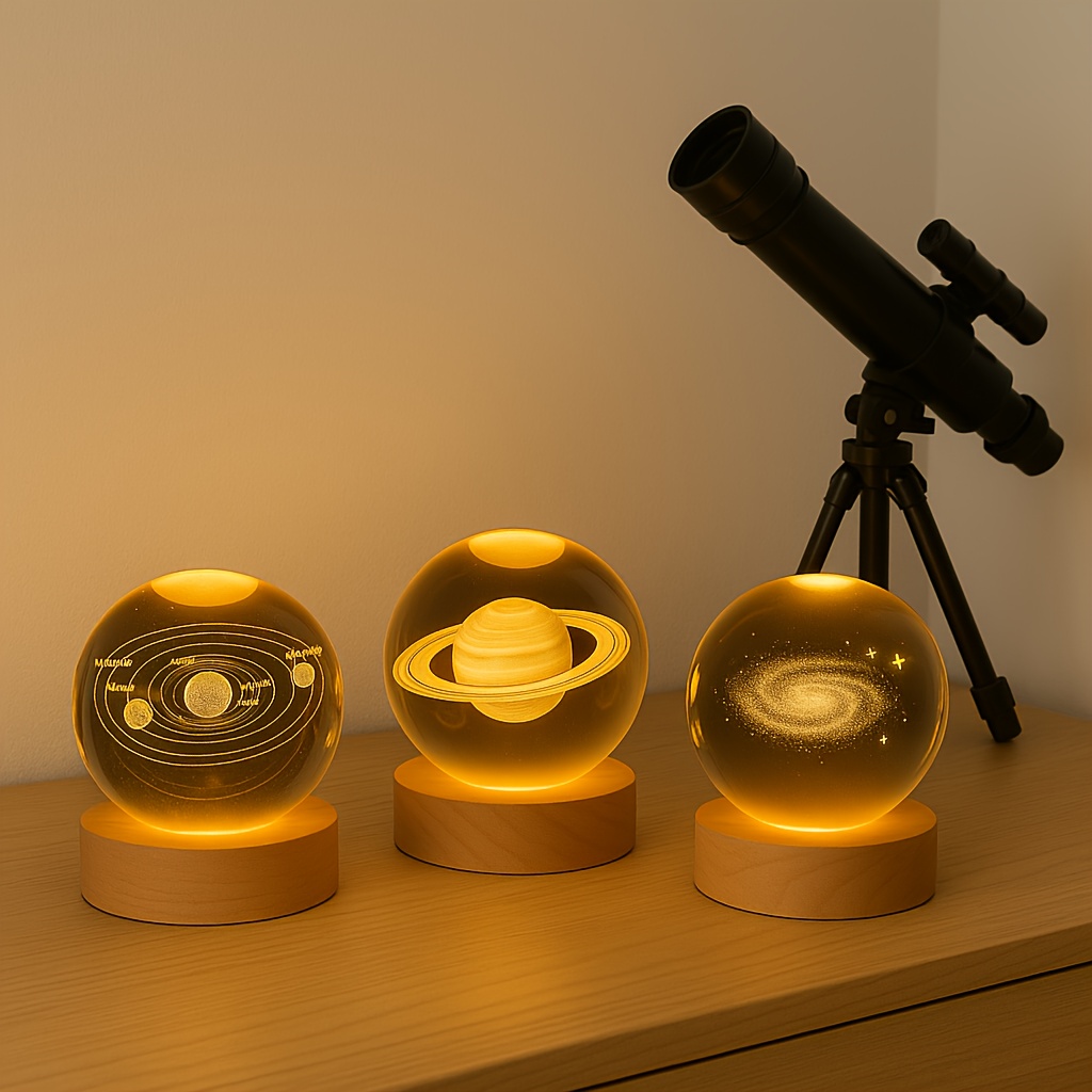 A Delightful Galaxy Crystal Ball Night Lamp Featuring a Warm LED Base, Powered by USB. This High-Quality Space-Themed Decor Is Perfect for Astronomy Lovers And Makes an Excellent Gift for Valentine'S Day, Christmas