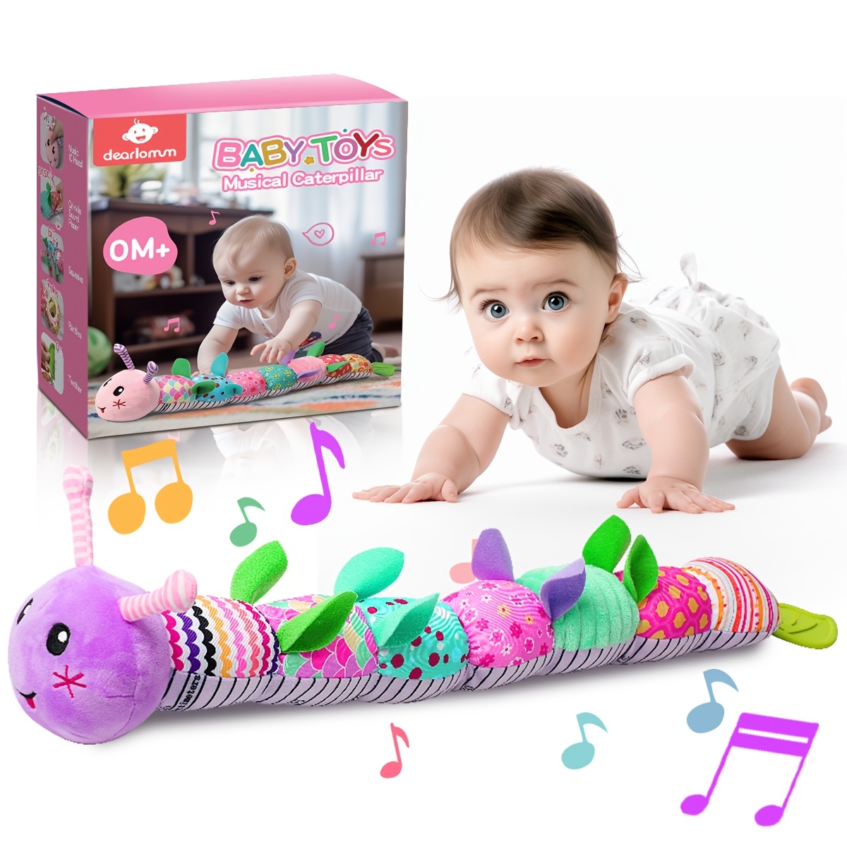 TEMU Baby Toys, Baby Music Stuffed Toys, 0-3-6-12 Months, Soft Feeling Toys, Curly Toys, Newborn Boy Toys, Time Toys, Animal With Multi-sensory