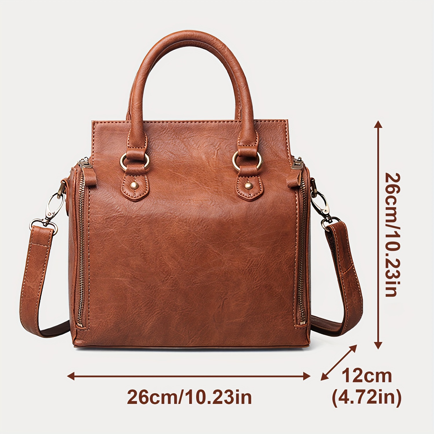 TEMU 2025 New Hot-selling Cow Crossbody Tote Bag - Vintage Pu, Portable Storage, Multiple Card Slots, Adjustable Shoulder Strap, Spacious And Stylish - Busy Women, Mom Gift