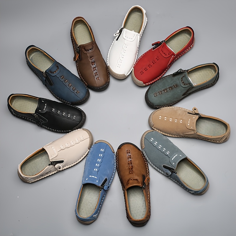 Women's Handmade Casual Loafers, Comfortable Sneakers with Zipper Closure