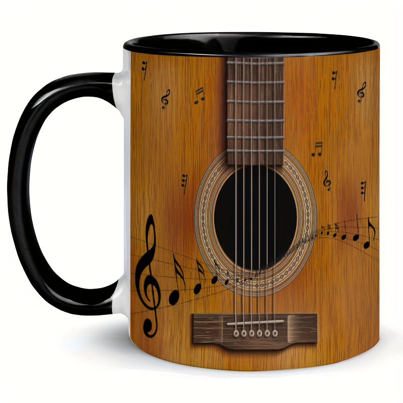 

novelty" Guitar-themed Ceramic Coffee Mug - 16oz, Microwave Safe, Ideal For Tea & Juice, Great Gift For Music Lovers