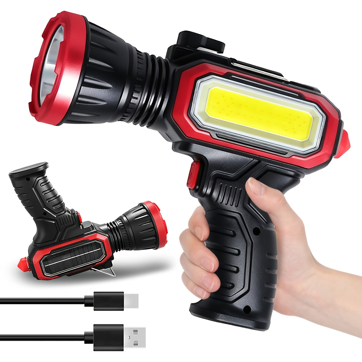 2000lm Led Flashlight With Free Keychain Light, 2000mah Rechargeable Battery, Ultra-long Range Beam, Portable Work Light For Camping, Hiking, Power Outage Emergencies