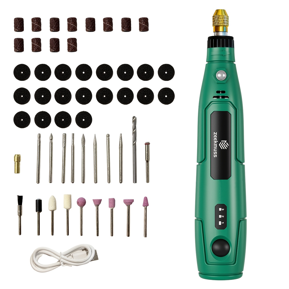 TEMU Compact Cordless Rotary Tool Kit Featuring A Usb Rechargeable 3.6v Motor With 3 Speed Settings, Designed For Tasks Like Sanding, Polishing,