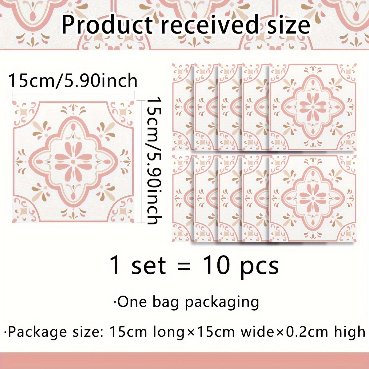 Image of 1 Set Of 10pcs (15 X 15 Cm X 10pcs) Wall Tiles Wall Stickers Balcony Terrace Kitchen Background Decoration Wall Stickers Tile Stickers (acz7522-nl)