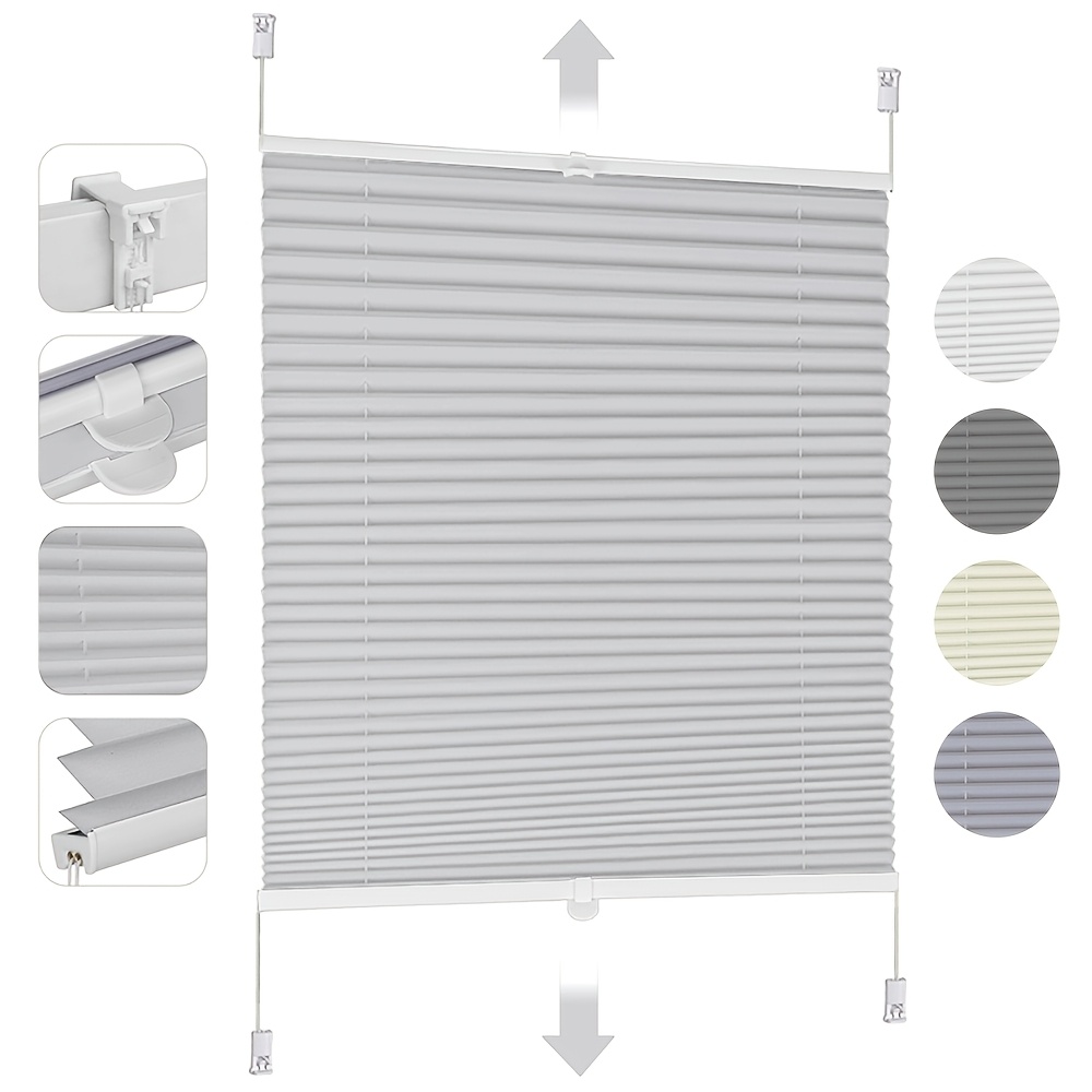 TEMU Sekey Corded Pleated Blackout Blinds Suitable For Window Covering - No Drill Installation, Corded Blocking Roller Shades With Clamp Fastenings,