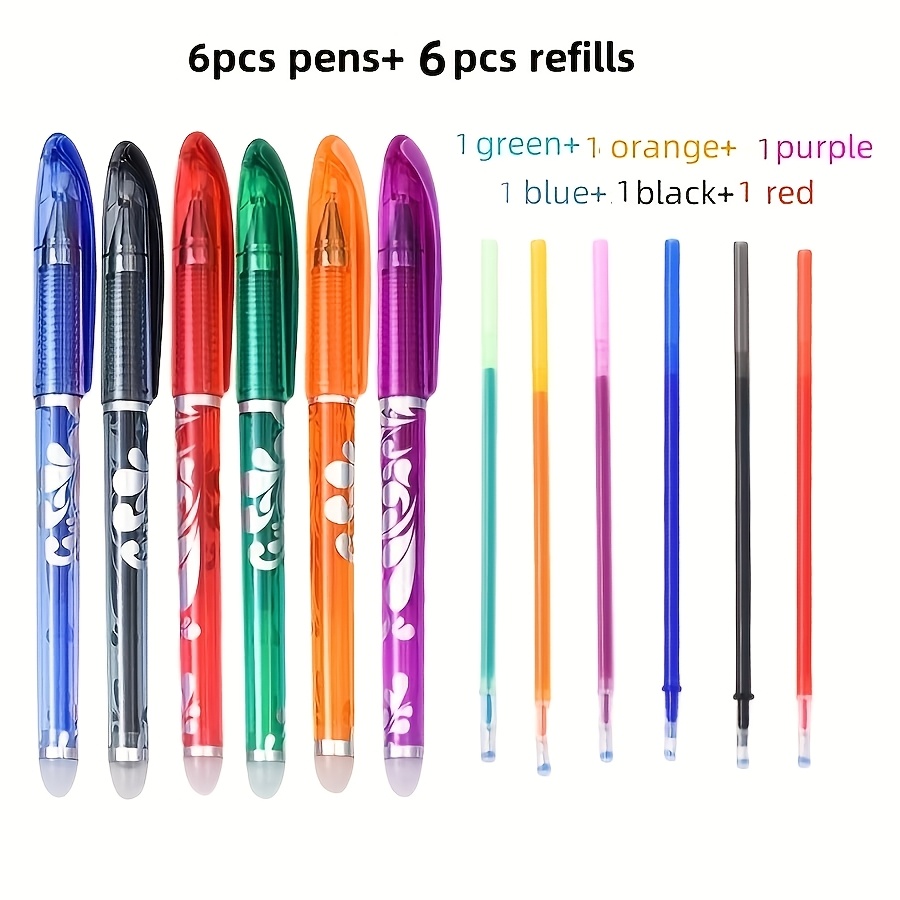 E-shop 12-teiliges Set farbige Radierstifte, 0,5 mm Feinspitze, mit integriertem Radiergummi. Ideal zum Zeichnen Kritzeln, für Notizen Schreiben. für