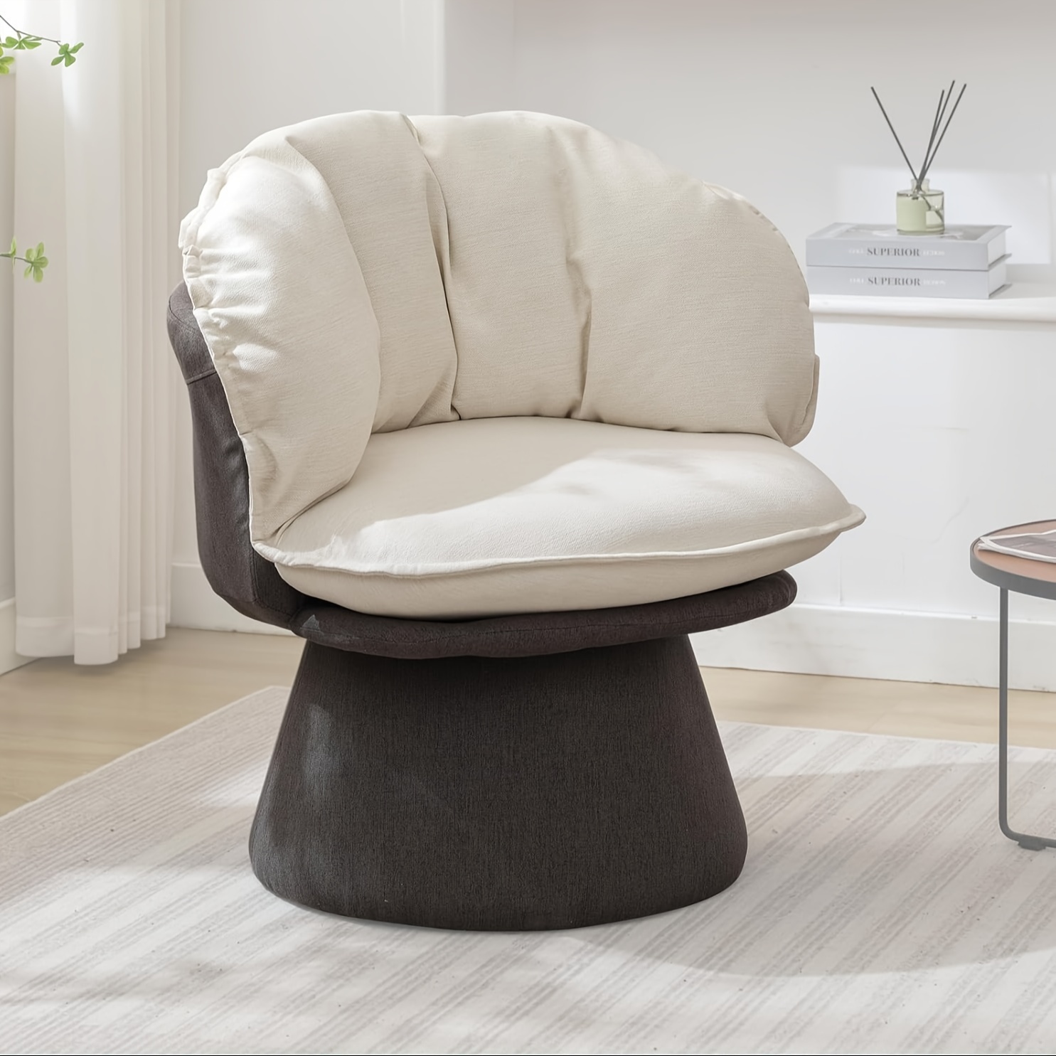 

Swivel Accent Chair, Armless Chairs Swivel Round Chair Upholstered Comfy 360 Degree Swivel Chair For Living Room, Swivel Barrel Chair With Removable Cushion