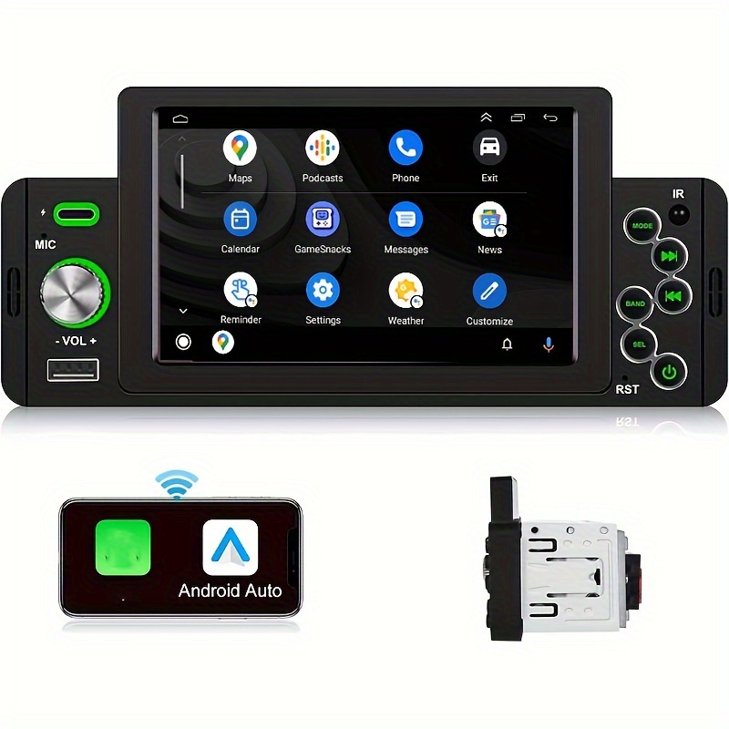Single Din 5hd Touch Screen Monitor Wireless Carplay - Temu