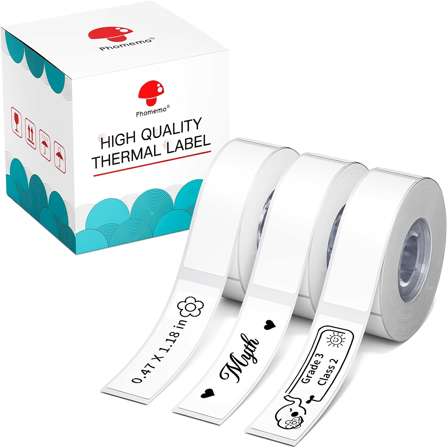 TEMU Phomemo D30 Labels, 0.47" X 1.57" (12mm X 40mm) 160 Labels/roll, Label Tape Compatible With D30 D30s D35 Label Printer, Precut Self-adhesive