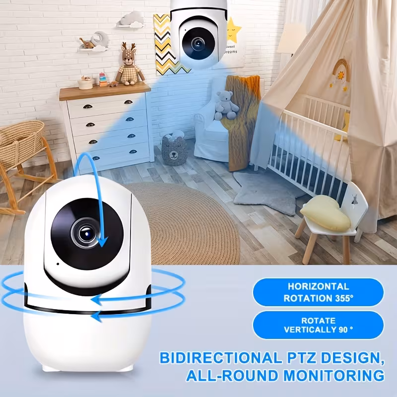 cámara de seguridad ptz con seguimiento automático, visión nocturna en color, audio bidireccional, de movimiento, de monitoreo interior, alimentación usb, monitoreo de mascotas, compatible con tabletas y smartphones, seguridad interior, seguridad inteligente 5