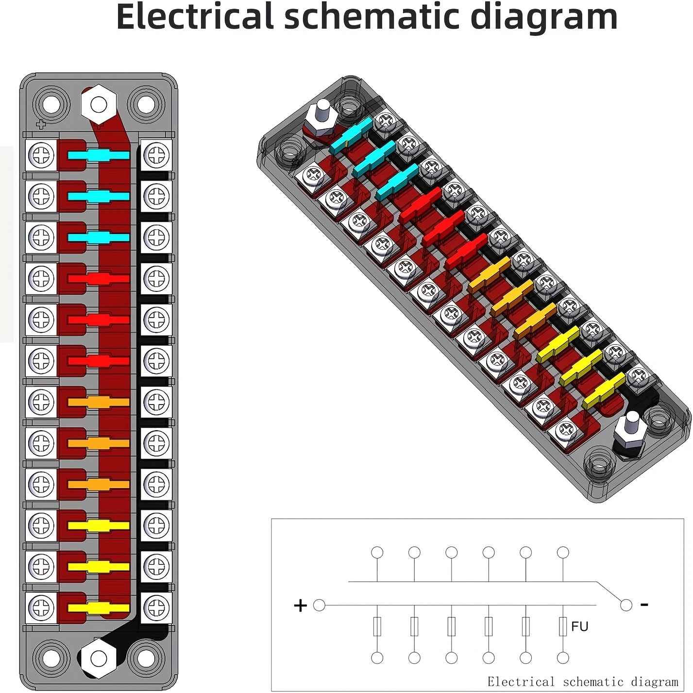 12-Way Fuse Block with Cover for Automotive Electrical Systems