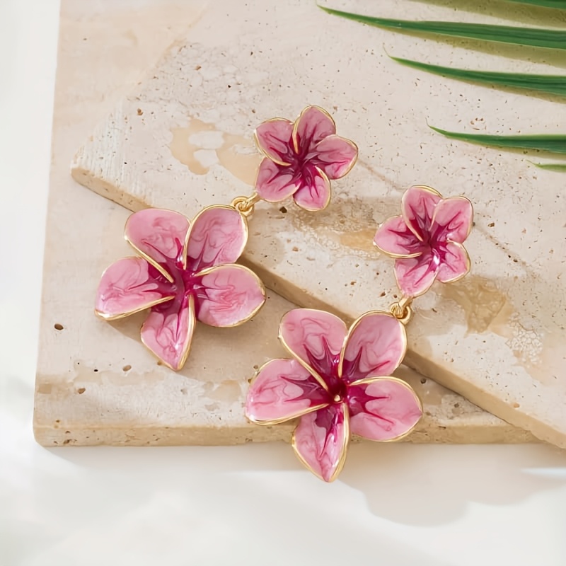 TEMU 1 Par de Pendientes Colgantes Dulces y Románticos con Forma Floral, Elegantes y con Personalidad, Adecuados para Vacaciones Casuales de Mujer,