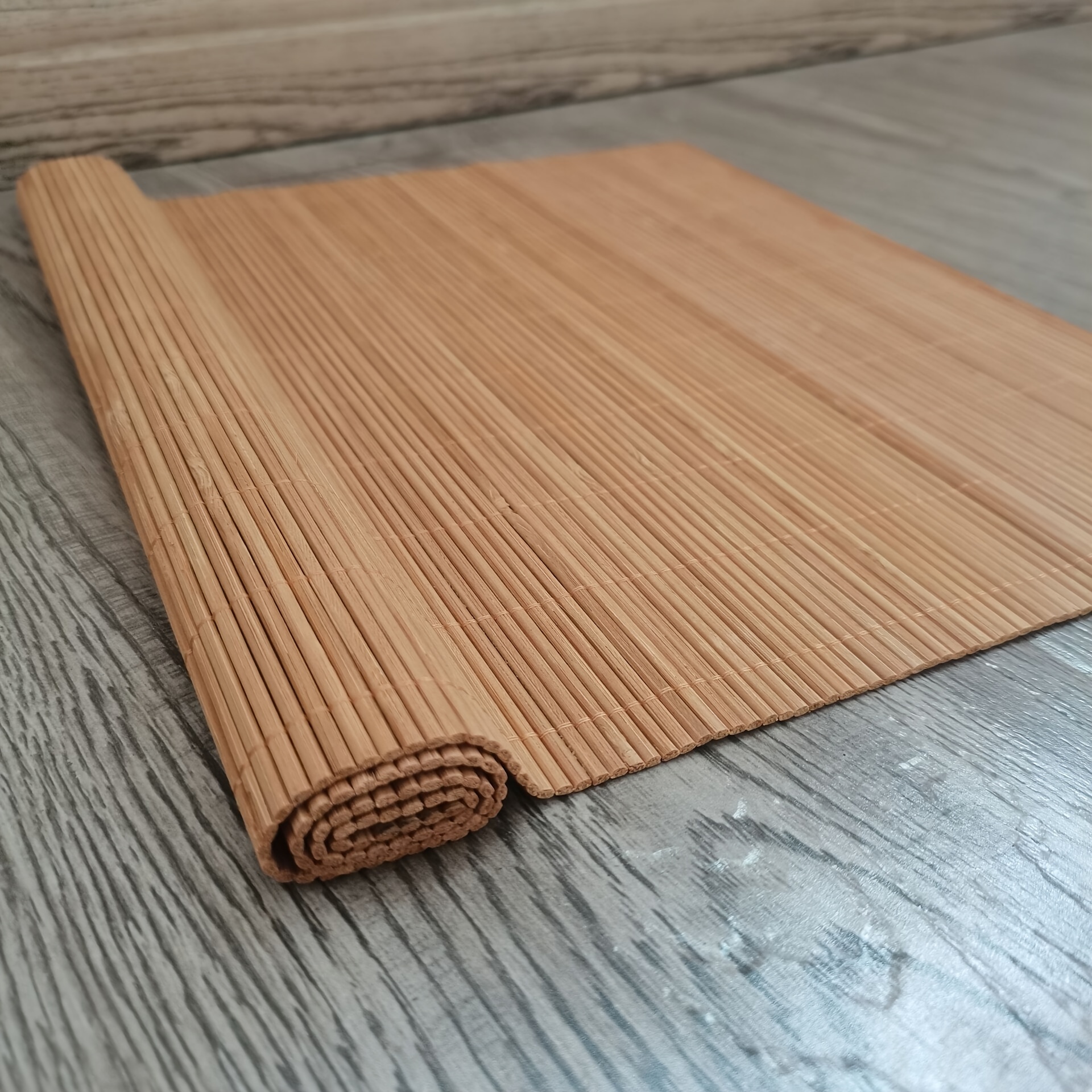 Image of 2pcs Bamboo Placemats Sushi Rolling Mat Anti-slip Dining Table Mats, Rustic Heat-resistant Mats, Washable Placemats For Dining Room, Kitchen, Restaurant (18x12inch)