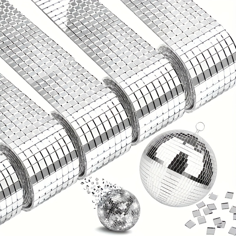 E-shop 3000 Stück Disco Ball Spiegelglas Selbstklebende Sticker Bastelset, 4x4mm Quadratische Mosaik Spiegelsteine, Ideal für DIY Partydekoration, 600