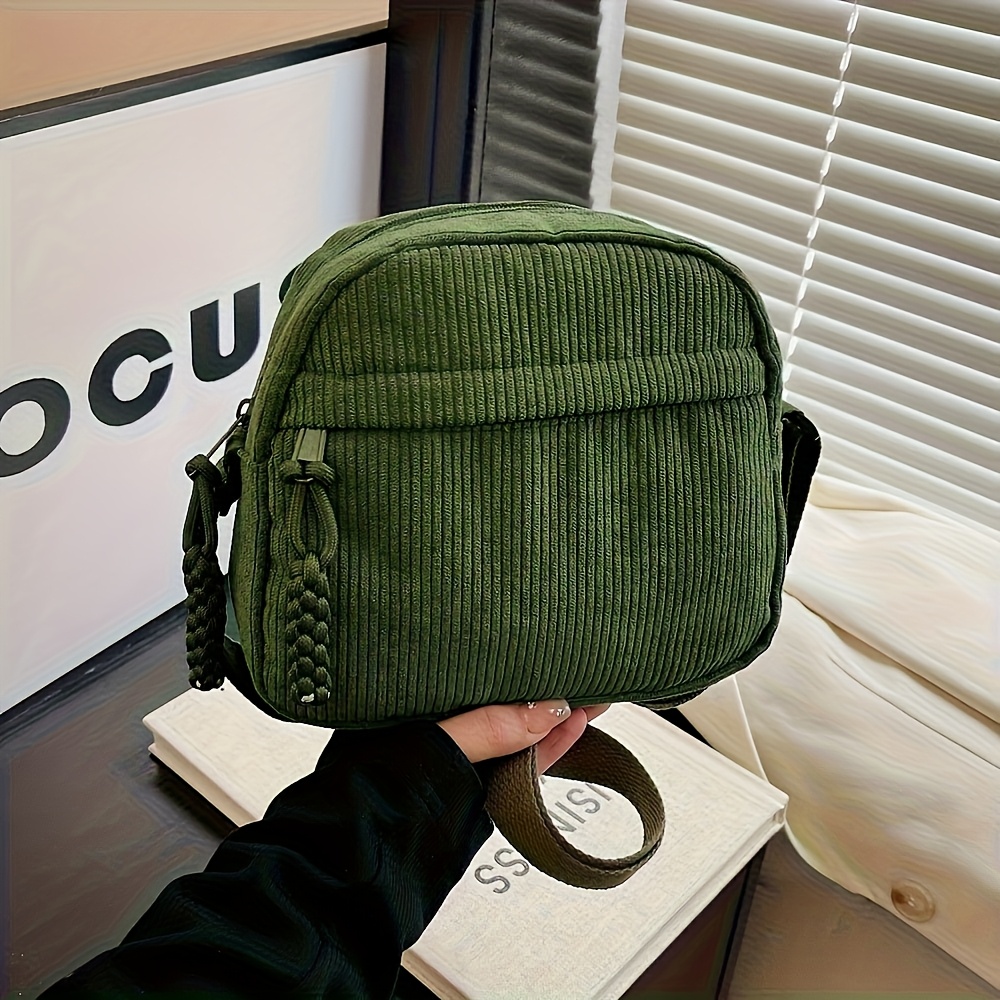Image of Vintage Versatile Harajuku Corduroy Single-shoulder Crossbody Small Bag, Japanese-style Casual Corduroy Phone Pouch And Key Pouch, Suitable For , Travel, And Commuting