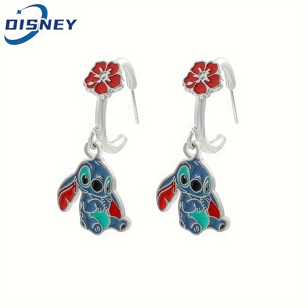 

1 Pair Anime And Stitch Earrings, Cartoon Enamel Stitch Pendant Earrings, Ideal Choice For Gifts