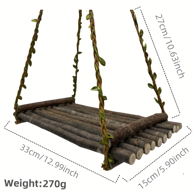Natural Wooden Bird Swing Perch, Durable Claw Grinding Toy And Comfortable Resting Spot For Parrots And Small Birds, Pet Bird Accessories | Natural Wood Design | Safe Bird Toy, Birdcage Perch