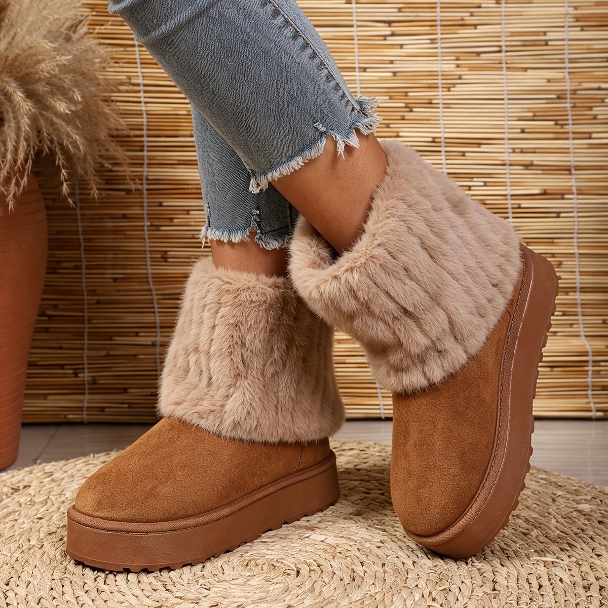 TEMU Women's Winter Warm Comfortable Versatile Platform Outdoor Snow Boots