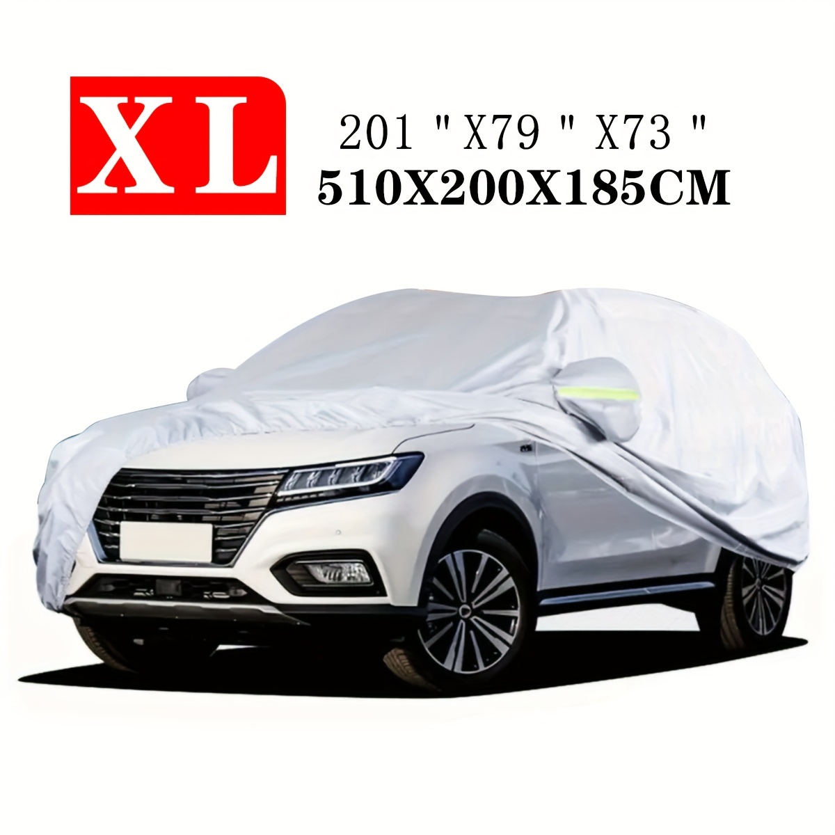 TEMU 190t High Quality Durable Anti-scratch 3-layer Full Car Cover, Suv Universal, All Season Car Cover Waterproof Indoor Outdoor Snow, Dust And Uv Protection With Reflective Strip, Xl Xxl Silvery