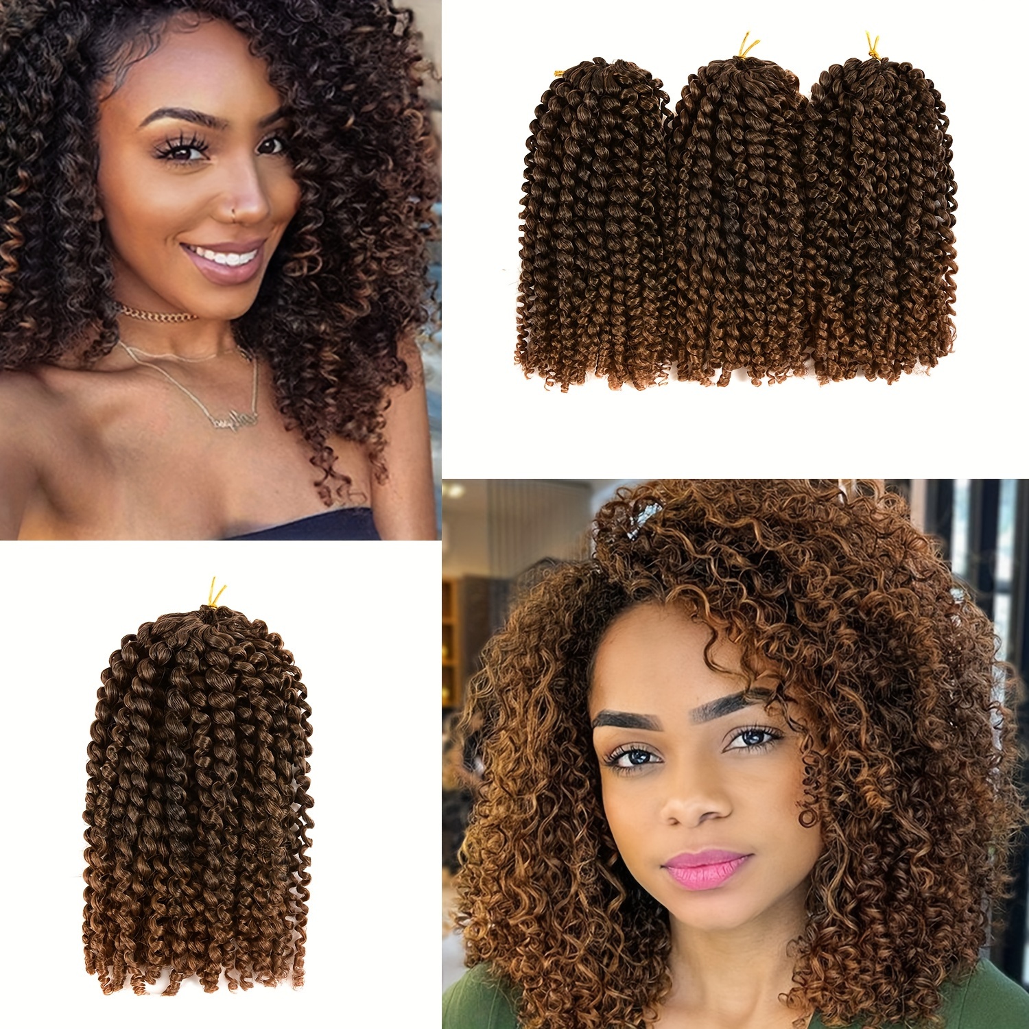 

Bob Crochet Hair 8 Inch Passion Twist Hair Afro Crochet Hair Curly Crochet Hair For Women Curly Braiding Hair Crochet Hair Braids (8 Inch 3 Bundles, 1b/30) Synthetic