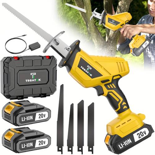 newly electric reciprocating saw wireless with led light and safety lock suitable for multi purpose cutting with 1 battery replaceable saw blades and tool on at a discount mens gift christmas gift