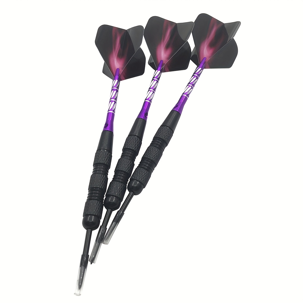 TEMU 3pcs Black Iron Material Dart With Purple Aluminum Alloy Shaft And Purple Dart Wings Set For Competitive Throwing Games Adult Training And