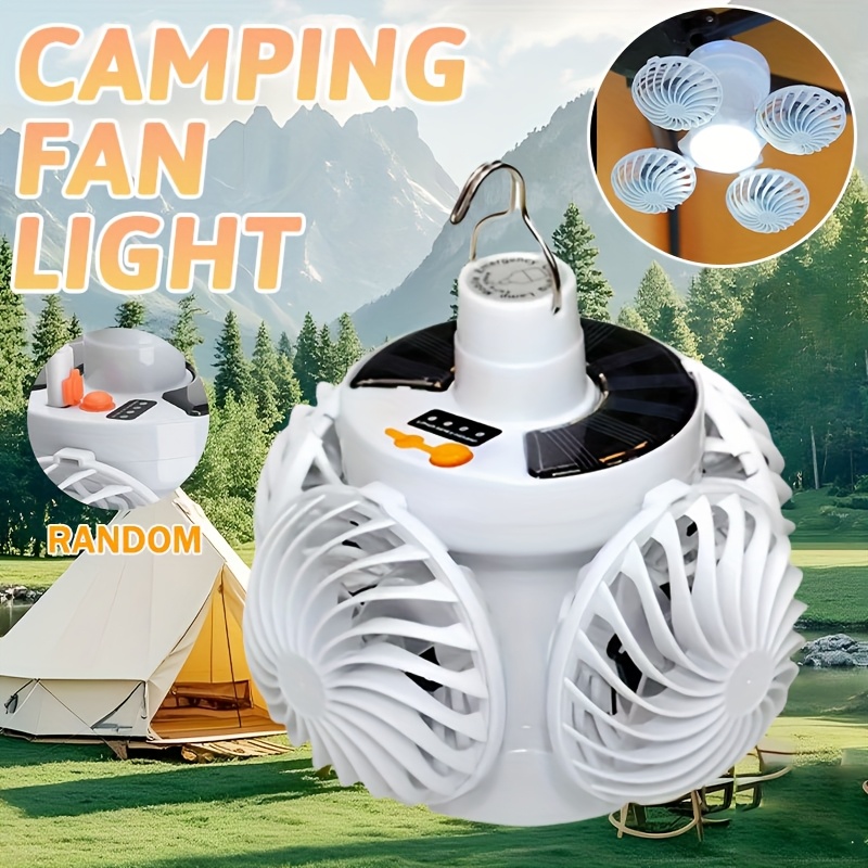 [Pour Camping Extérieur] 1pc MACROCOSM Ventilateur LED de Camping & Lanterne - Lumière Portable Rechargeable avec Affichage de Batterie, Projecteur Main Libre Pliable pour Camping, BBQ, Pêche, Éclairage de Tente, Source d'Énergie d'Urgence Extérieure