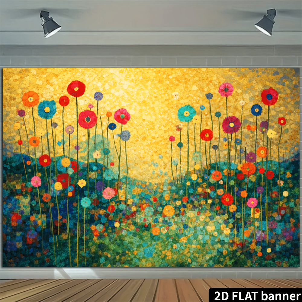 Multicolor Abstract Mosaic Wall Tapestry Floral Geometric Decor_voghion.com