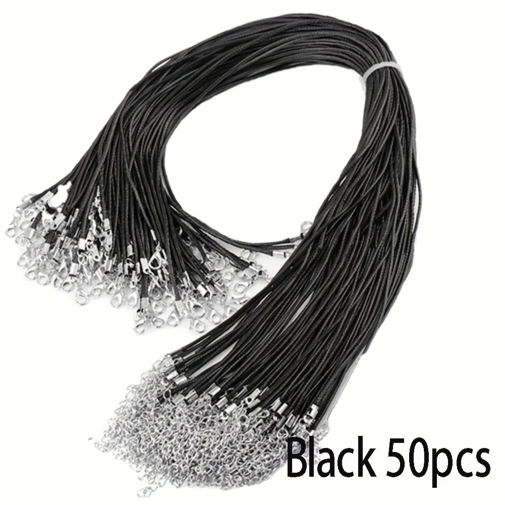 E-shop 50 STÜCK Polyester gewachste Halskette Kordel für DIY Schmuckherstellung, 1,5 mm dick, lässiger Stil, verstellbarer Karabinerverschluss, keine