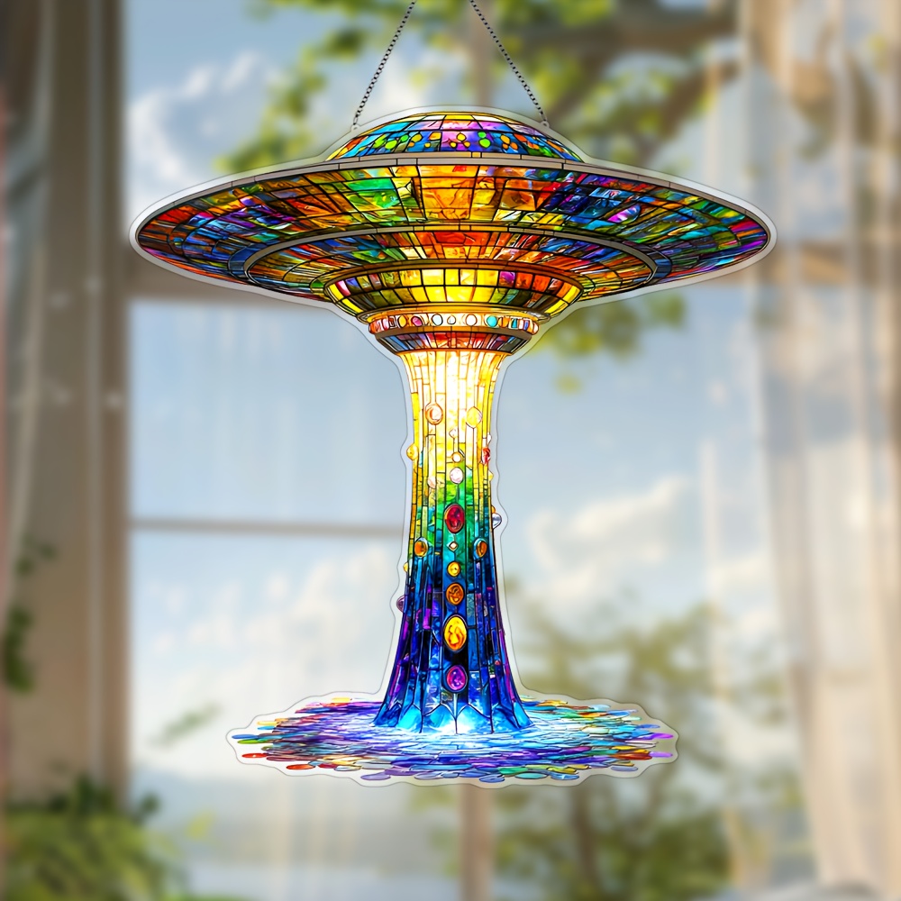 

1pc Ufo Suncatcher, 2d Flat Acrylic, Hanging Decoration, Plastic Material, Theme, Birthday , Garden & Home Decor, Ideal Holiday Gift