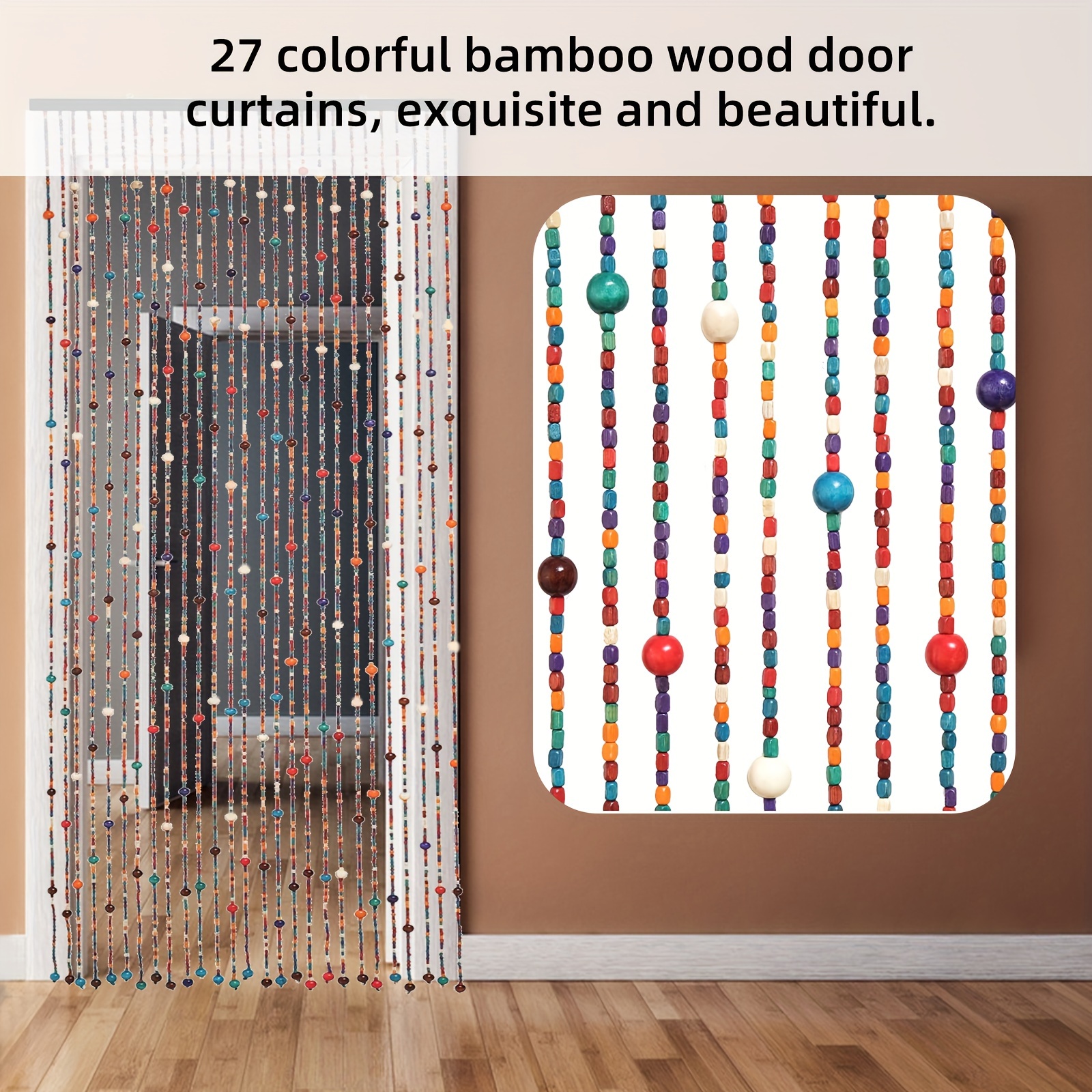 boho chic rainbow beaded curtain 35 x 75 handcrafted Temu