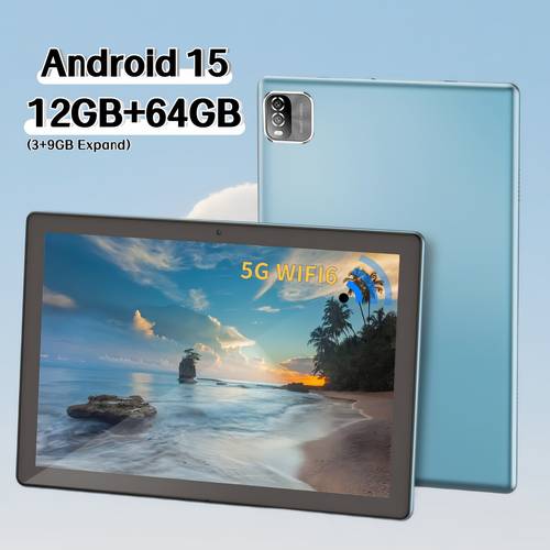 imagen del artículo tableta b10 15 de 10.1 pulgadas. 12 gb de (3 gb + de 9 gb) gb de rom (compatible con de 1 tb). procesador de , pantalla ips hd de 1280*800, batería de 6000 mah, wi-fi 6 de banda 5g, bt 5.2, cámaras frontal de 2 mp y trasera de 8 mp.