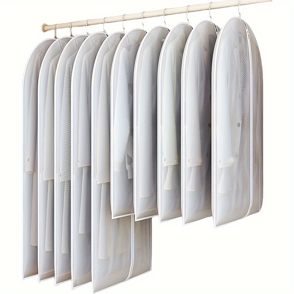 

10pcs Transparent Peva Hanging Clothing Bags With Full-length Zippers, Travel & Wardrobe Storage Organizers For Suits & Delicate Garments, Clothes Organizer Storage